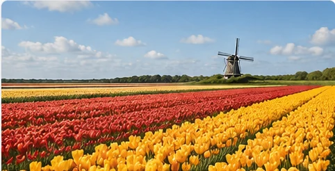 Kleurrijke tulpenvelden op Texel